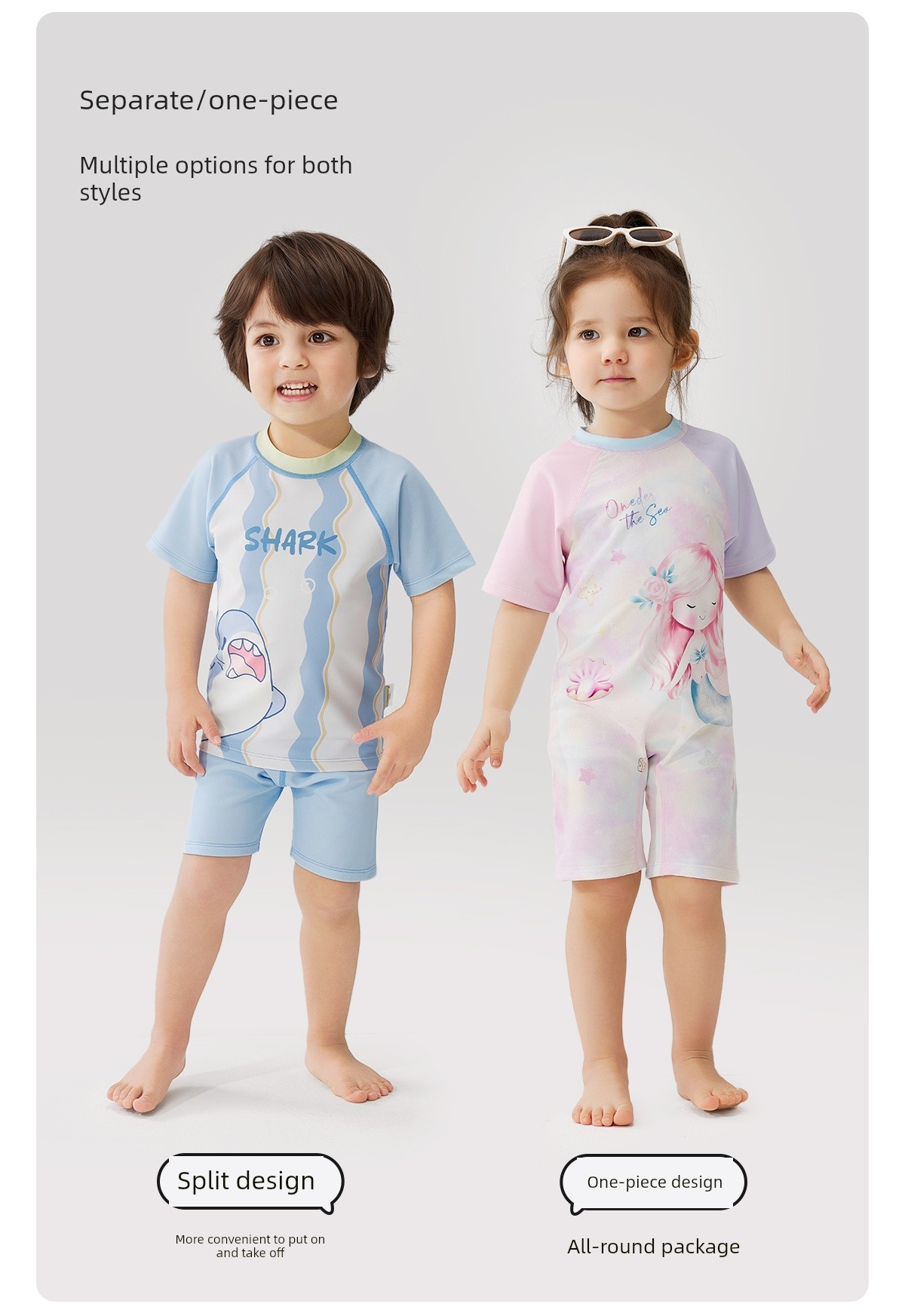 Wilberu Girls' Swimwear Two-Piece Children's Girls' and Boys' Summer Sun Protection Class a One-Piece Swimsuit for 3-Year-Olds — 40