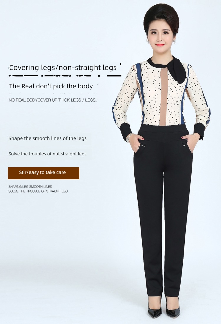 High waist elastic force spring and autumn new pattern leisure time middle age Mother dress