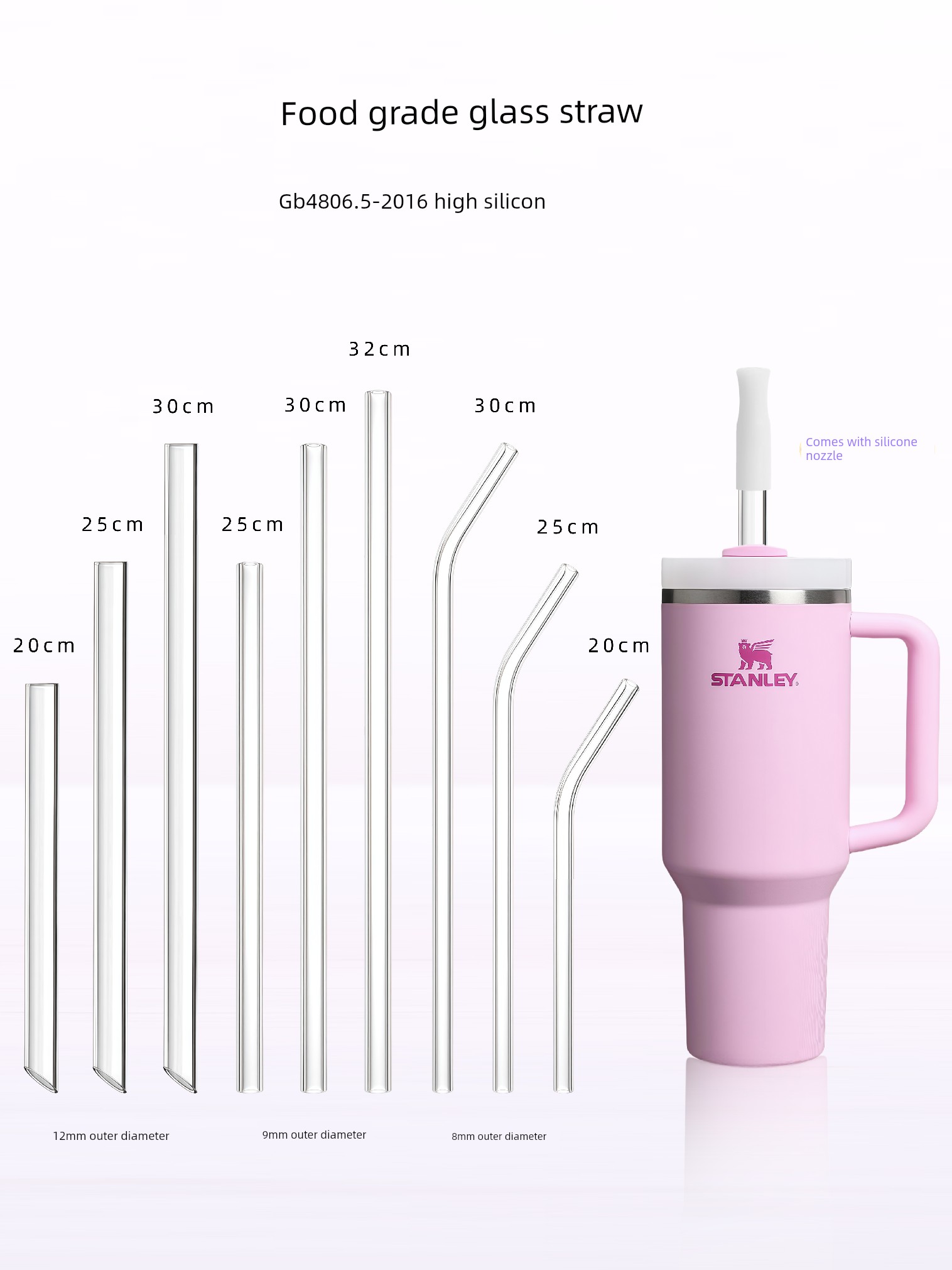 [Borosilicate Glass Straw] Food Grade Straw Thickened Large Pearl Milk Tea Straw Colorless Odorless Transparent