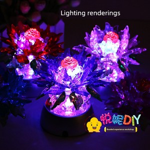 DIY Handmade Beaded Lotus Lamp Colorful Lamp Holder Lotus Lamp Car Incense Burner Table Decoration Material Package for