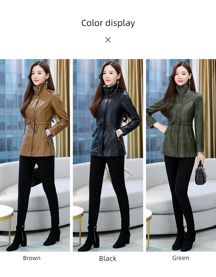 loose coat female spring and autumn Hot money winter clothes Plush thickening leather clothing