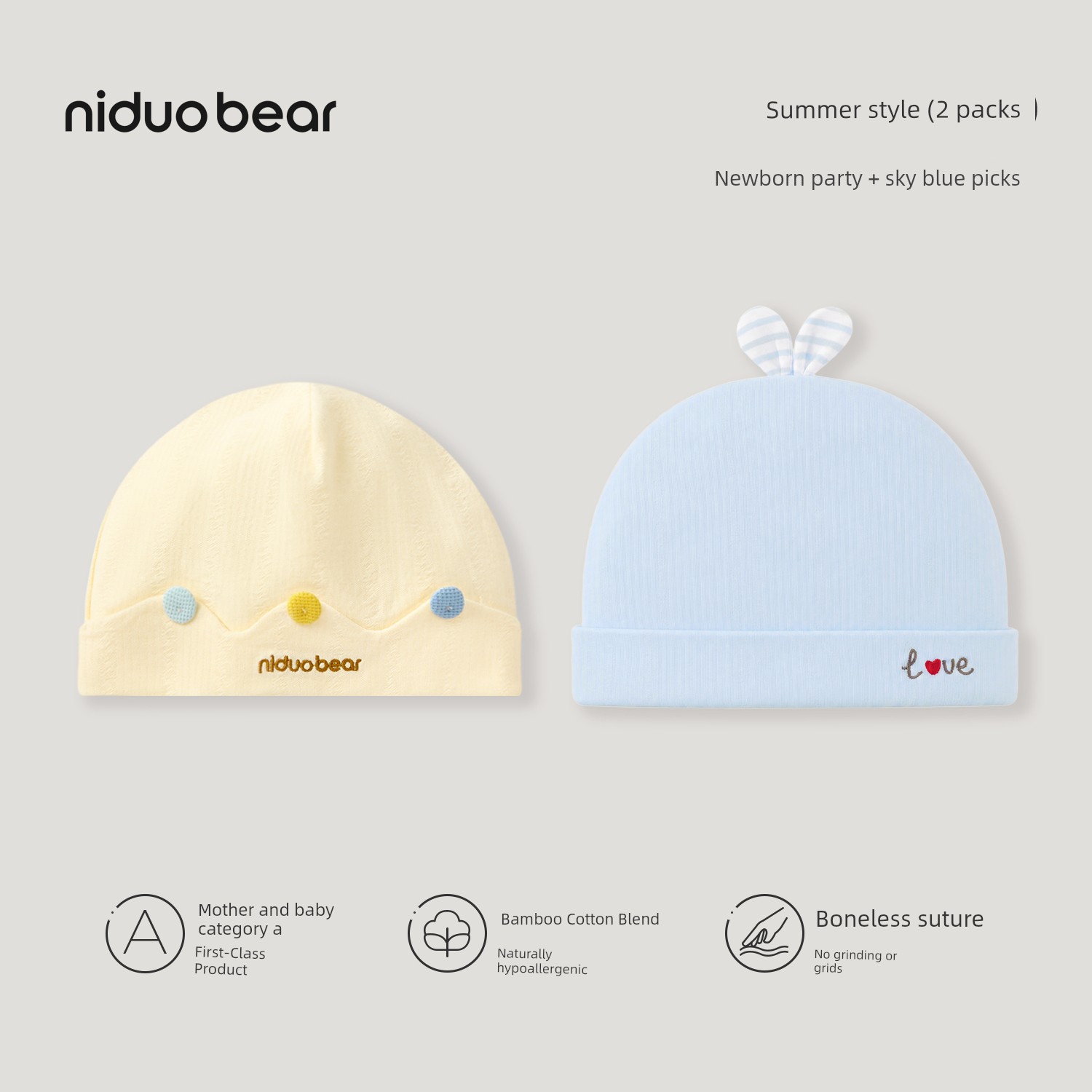 Niduoxiong Newborn Pure Cotton Small-Month Baby Beanie Cap — 6