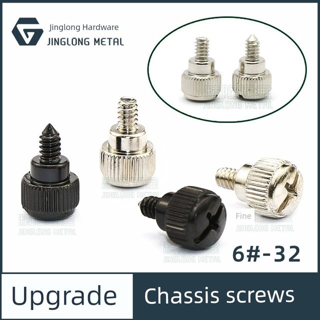 Computer case screw side plate lock hand screw American 6#-32*5*6 coarse teeth 3.5 pointed tail guide black