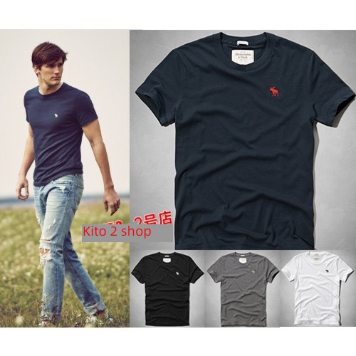 tide man summer wear Round neck leisure time Solid color Short sleeve T-shirt