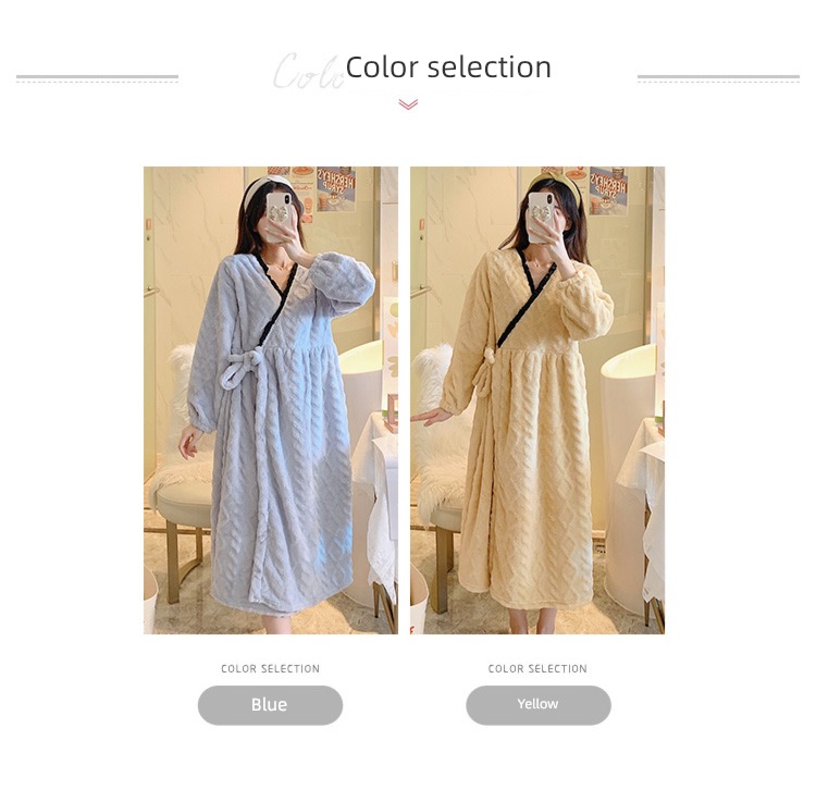 thickening Coral velvet ma'am Loose money pregnant woman robe
