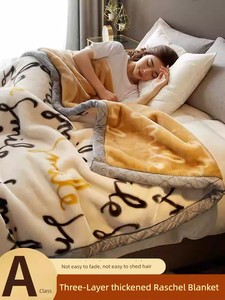 Laschel Blanket Winter Thickened Velvet Padded Afternoon Napping Cover Blanket Bed Single Dormitory Students Coral Flann