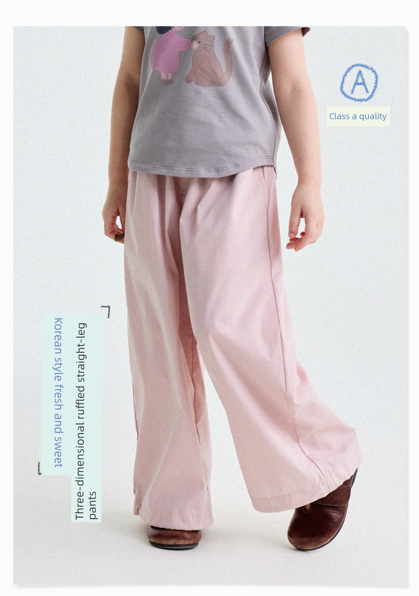 Yunerma Girls' Summer New Style 3D Ruffle Straight-Leg Pants Children's Thin Anti-Mosquito Pants Baby Casual Pants Trendy — 7