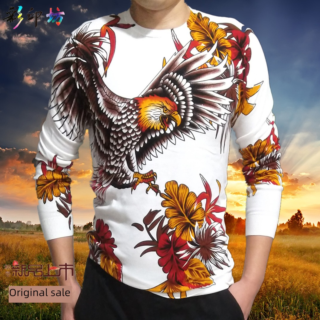 autumn Round neck sweater personality printing handsome Sweater