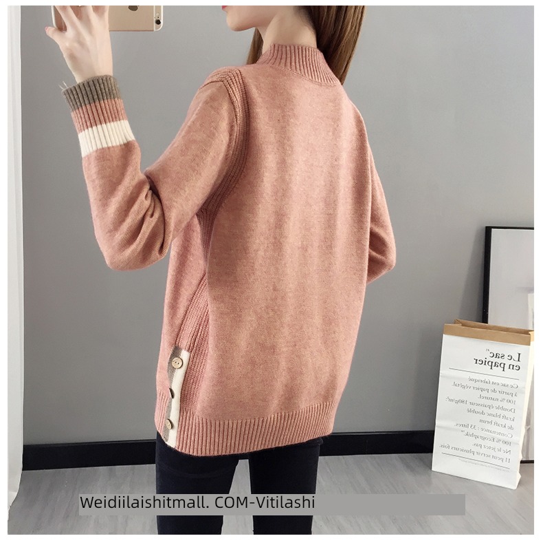 Half high collar easy Plush thickening knitting ma'am sweater