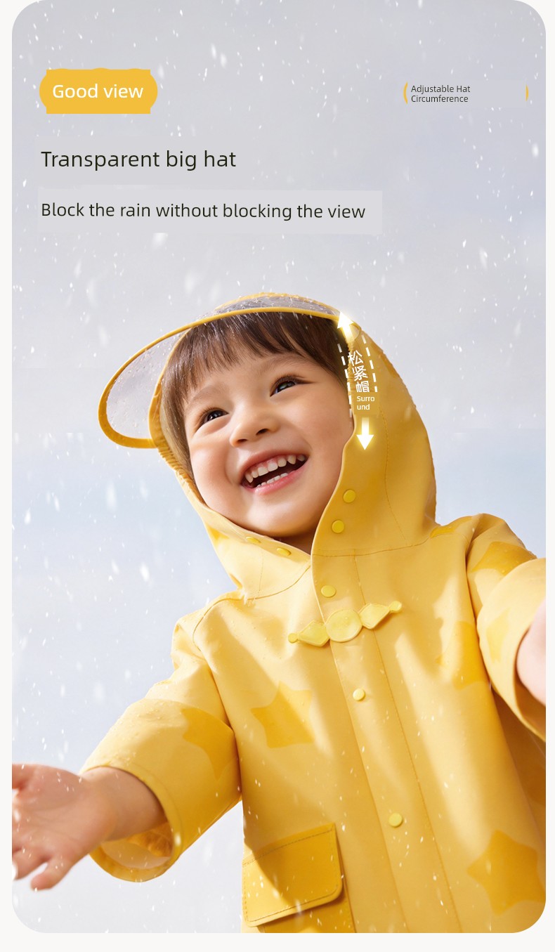 Star Little Shark Children's Raincoat and Rain Shoe Set for Boys and Girls, Waterproof Cartoon Rain Boots, Non-Slip Water Shoes — 7