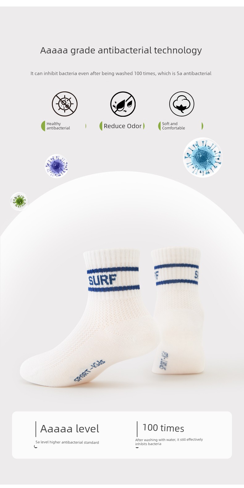 Children's Socks for Boys, Spring and Summer Thin Style, Pure Cotton, Breathable, Odor-Resistant, Mesh Sports Student Socks, Seamless Mid-Tube, White — 4