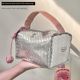 Japanese Seiko woven silver powder makeup bag wash 2025 new portable large capacity travel product storage bag