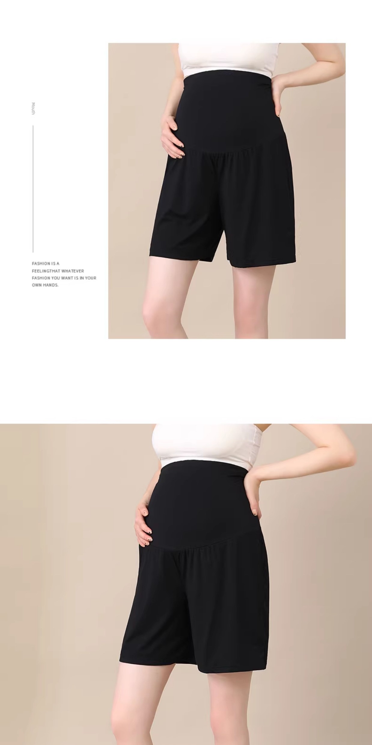 Fashion Tape Thin Modal Plus Size Shorts for Pregnant Women — 19