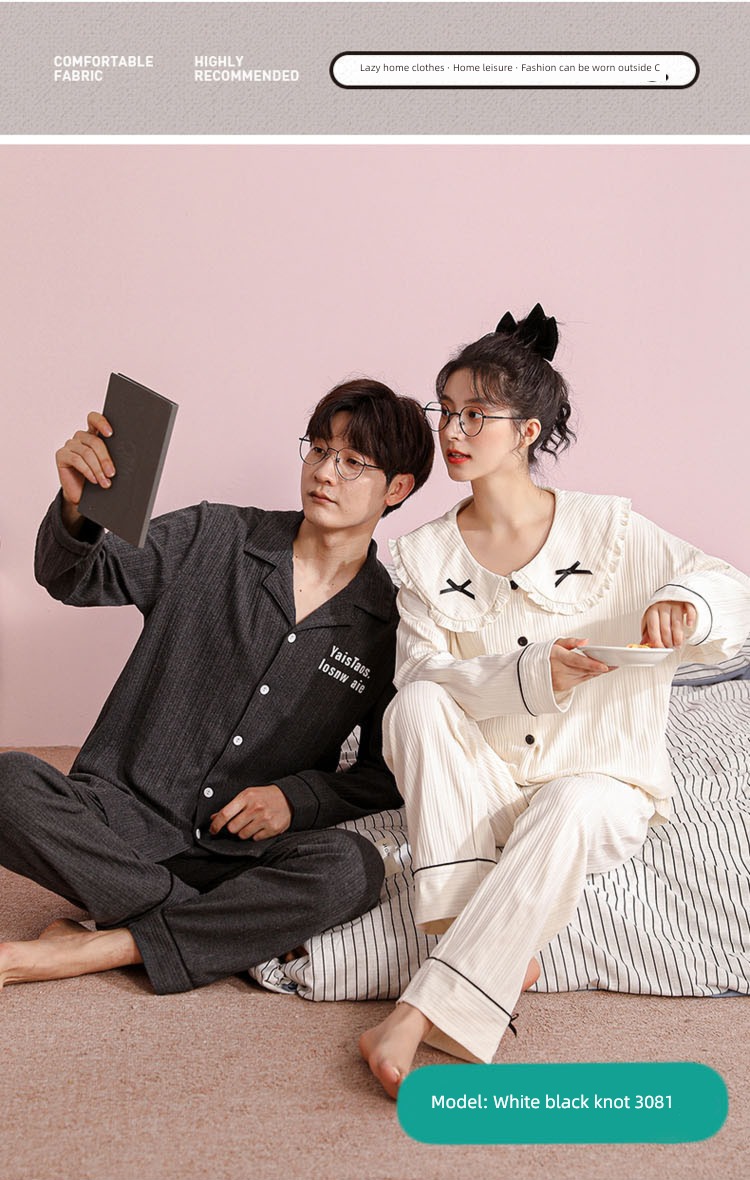 Spring and Autumn pure cotton Han Fan Cartoon female lovers pajamas