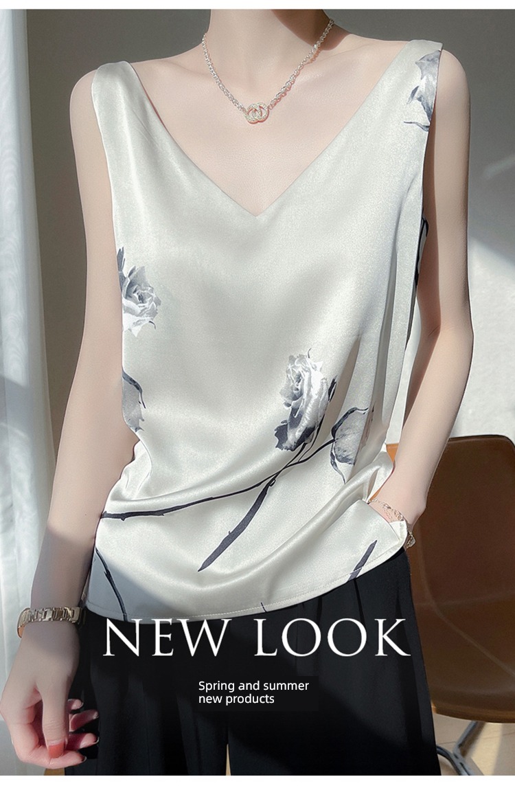22 years printing suit Lay a foundation Satin V-collar real silk