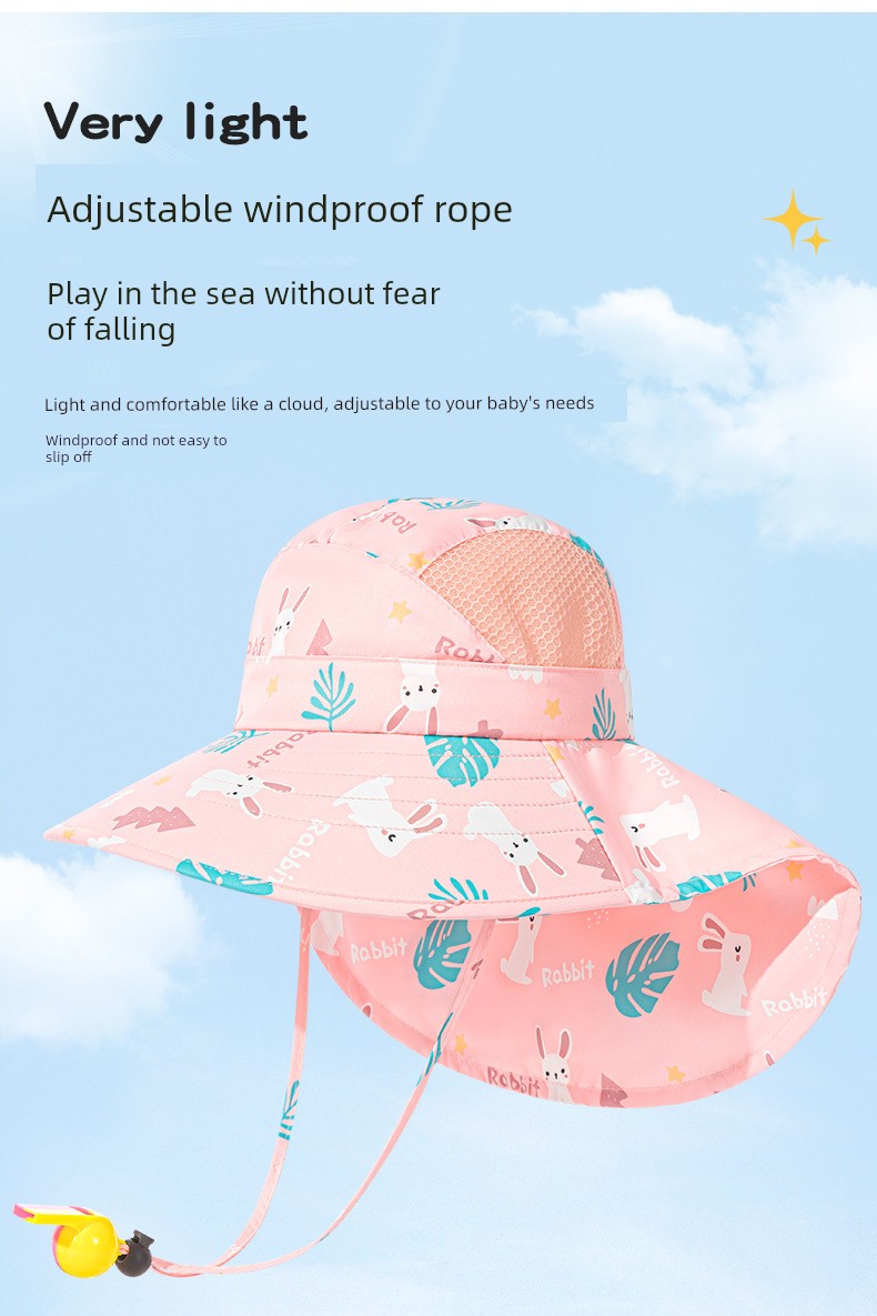 Children's Sun Protection Hat, Girls' Sun Hat, Boys' Sun Hat, Beach and Seaside Uv Protection Hat with Large Brim — 7