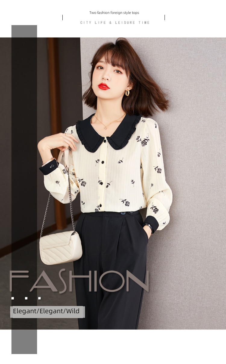 Early autumn ma'am jacket Sense of design Long sleeve Chiffon shirt