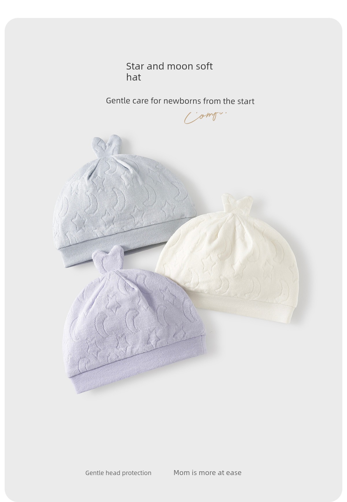 Tongtai Baby Hat Pure Cotton 0-3 Months Newborn Protective Fontanelle Cap Newborn Hat Baby Double-Layer Windproof Hat — 2
