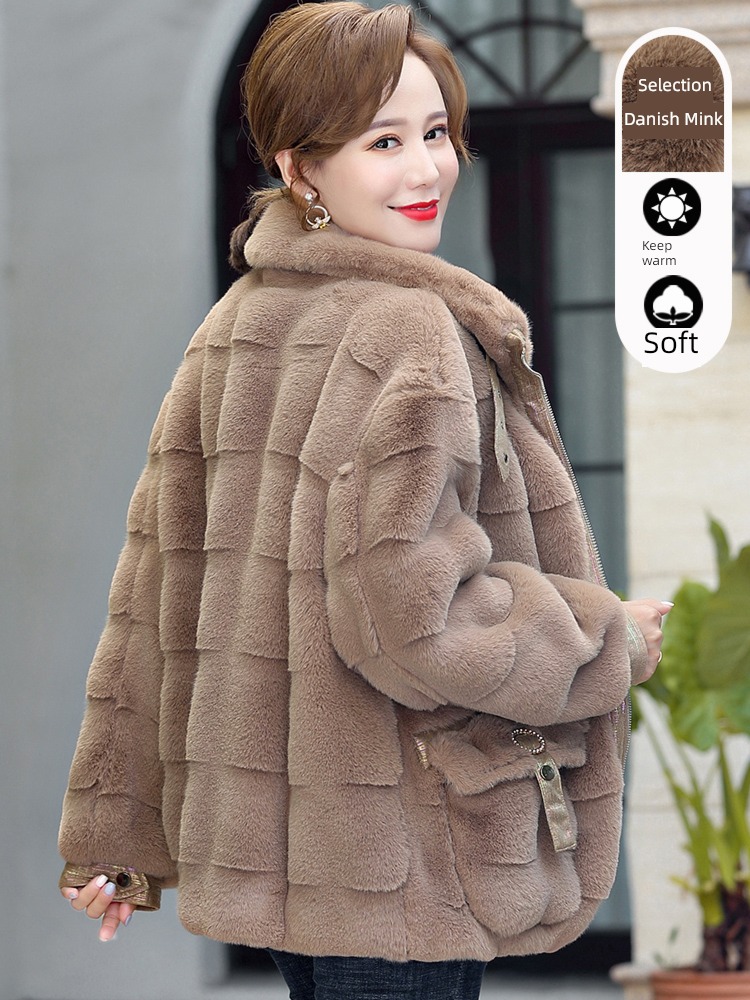 loose coat female Mink hair leather and fur have cash less than that is registered in the accounts Foreign style Autumn and winter clothes