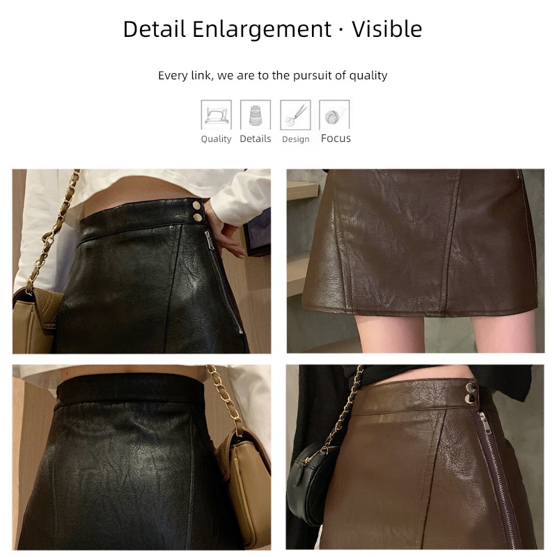 black Autumn and winter High waist Show thin skirt