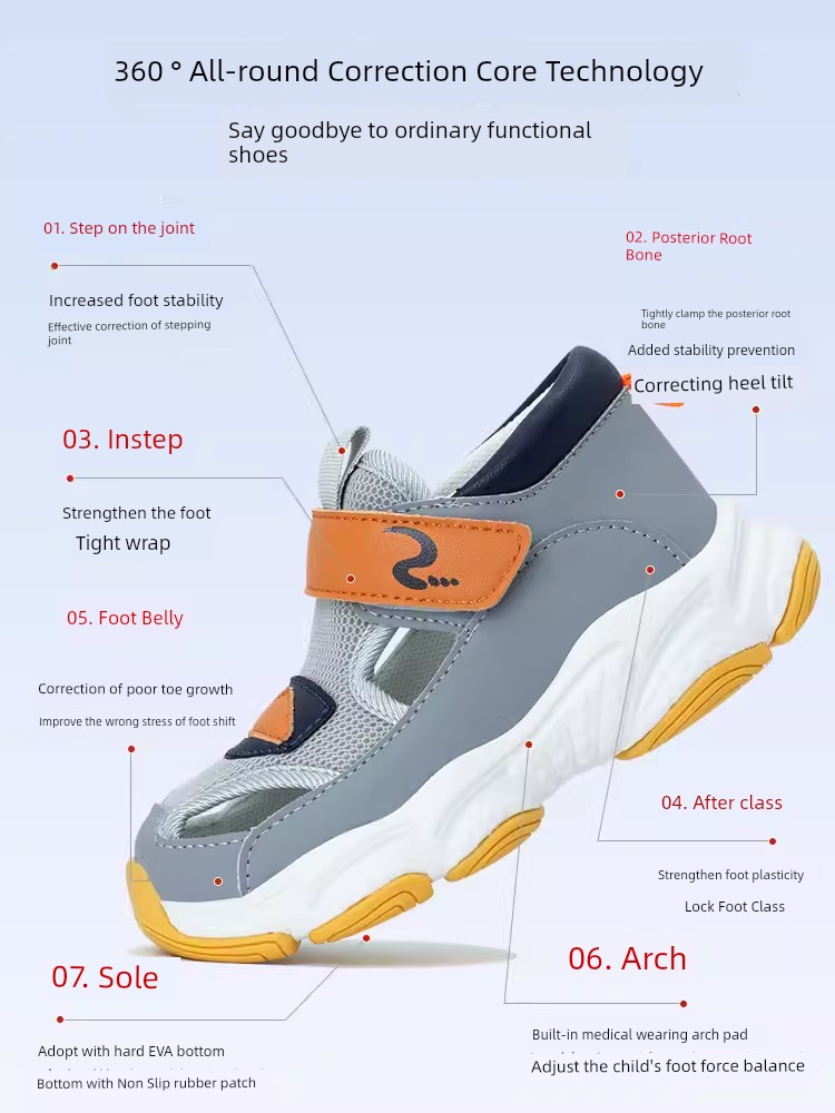 Kids Flat Foot Correction Sandals Inner and Outer Eight Characters Correction Coolname Sneaker Baby Foot Valgus Tiptoe Arch Supporter