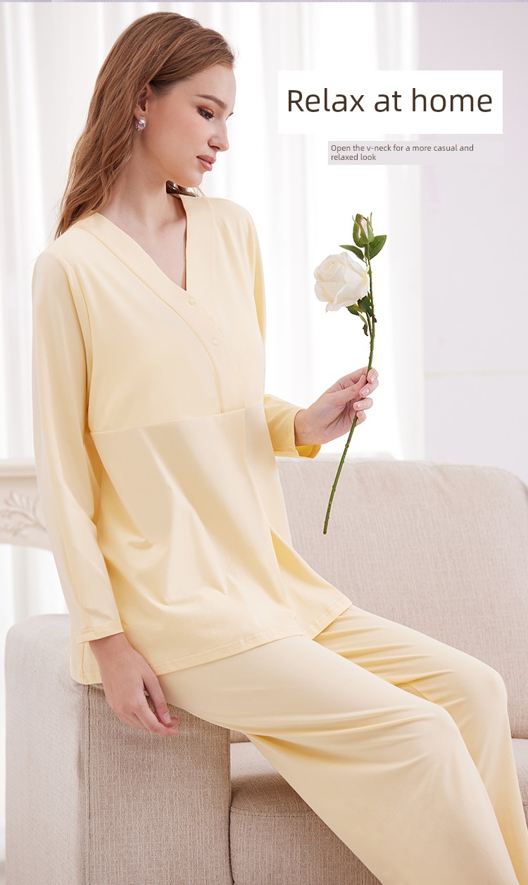 Postpartum Clothing, Summer Pure Cotton Thin Style, Sweat-Absorbent, Postpartum, with Breast Pads, Maternity Pajamas, Short-Sleeved, Breastfeeding — 14