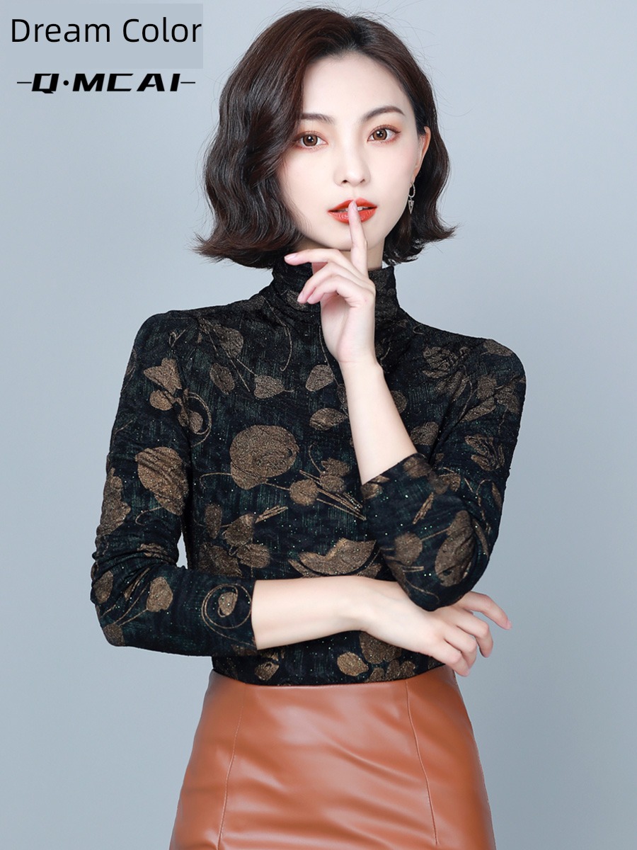Autumn and winter thickening ma'am fashion Long sleeve T-shirt Undershirt