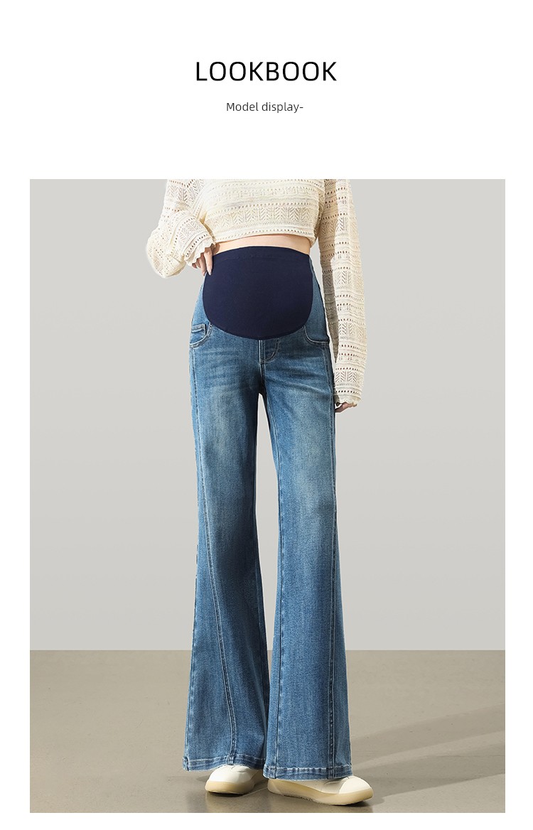 Maternity Jeans for Autumn, Flared Pants, 2026 New Style, Long Pants, Wide-Leg Pants, Belly Support, Slimming, Flared Pants for Women — 13
