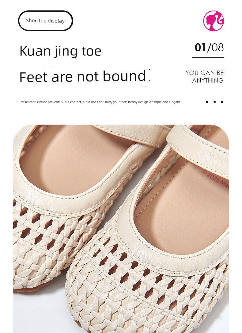 Barbie Children's Shoes, Girls' Shoes, Summer Thin Style 2026 New Leather Shoes, Soft-Soled Single Shoes, Princess Woven Shoes, Kidsren's Sandals — 5