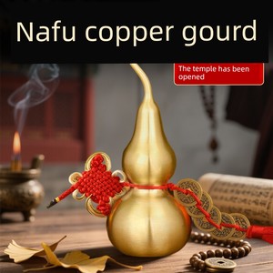 Open Hollow Copper Gourd Pendant, Decorative Copper Gourd Ornament for Living Room and Bedroom, Gift Copper Gourd Decora