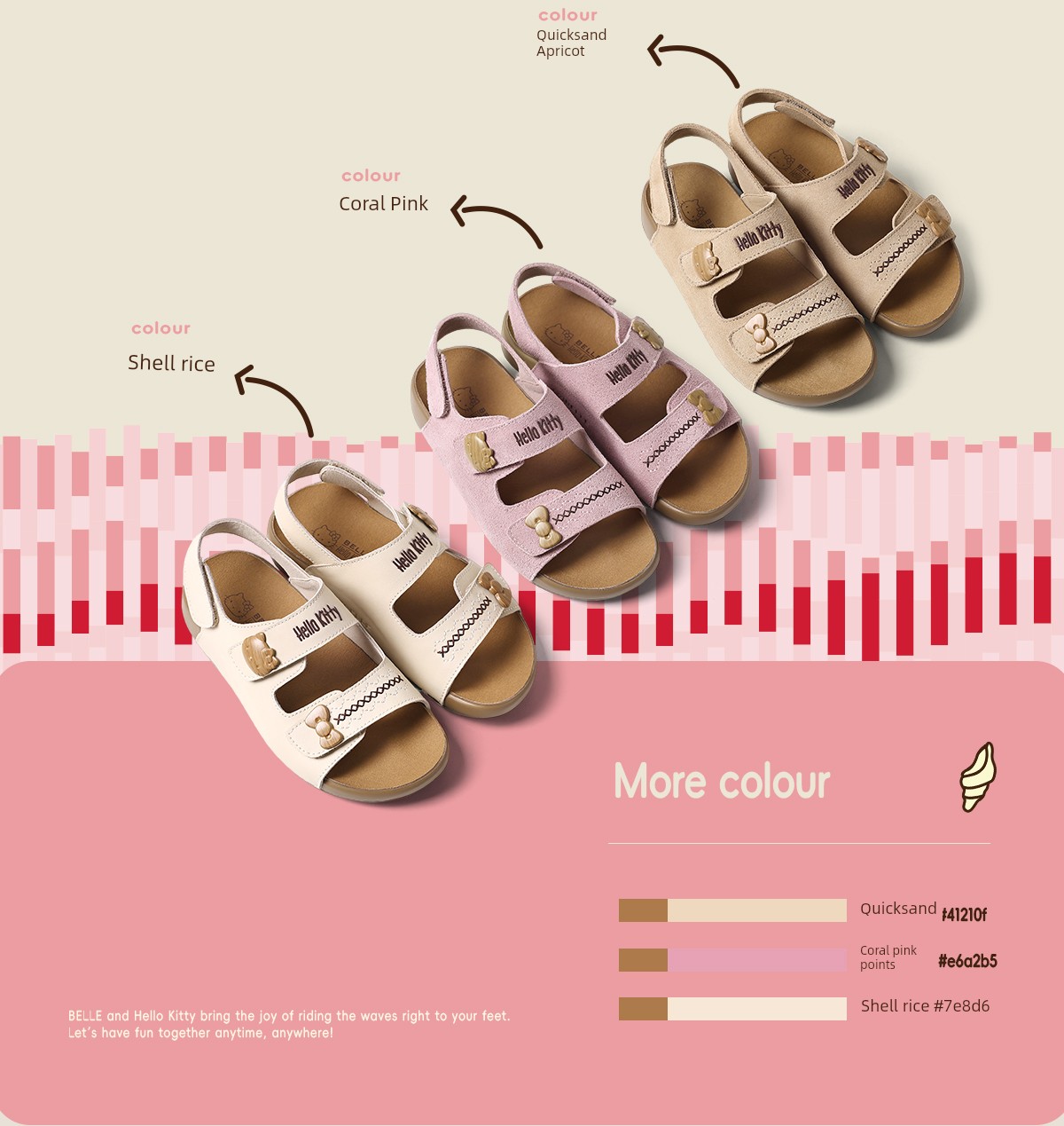 Belle Hello Kitty Collaboration Model Sea Salt Toast Shoes Girls' Sandals Hello Kitty Casual Beach Summer Slippers — 4