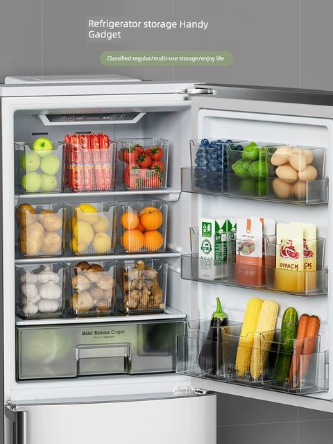 Refrigerator side door storage box assembly and organization tool inside freshness side storage door upper box kitchen