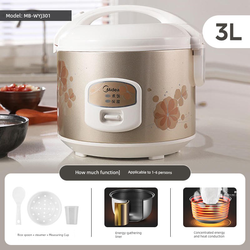 Midea Rice Cooker For Home 3L Rice Cooker 1 Mini 2 Small 4-Person Capacity Official Flagship Authentic for One Person