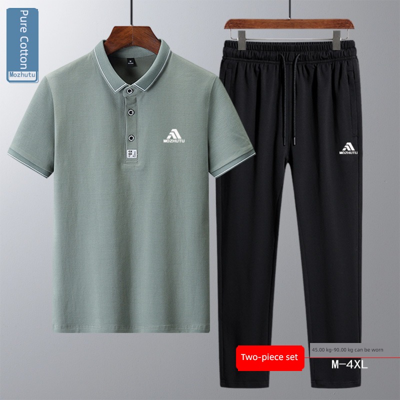 pure cotton lead Polo shirt middle age dad summer wear Short sleeve