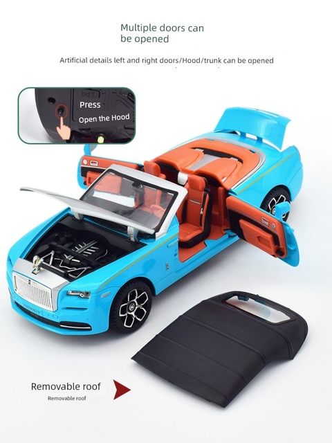 Simulation 1 24 Rolls-Royce Dark Car Model Convertible Car Model Alloy Toy Car Little Boy Luxury Car Ornaments