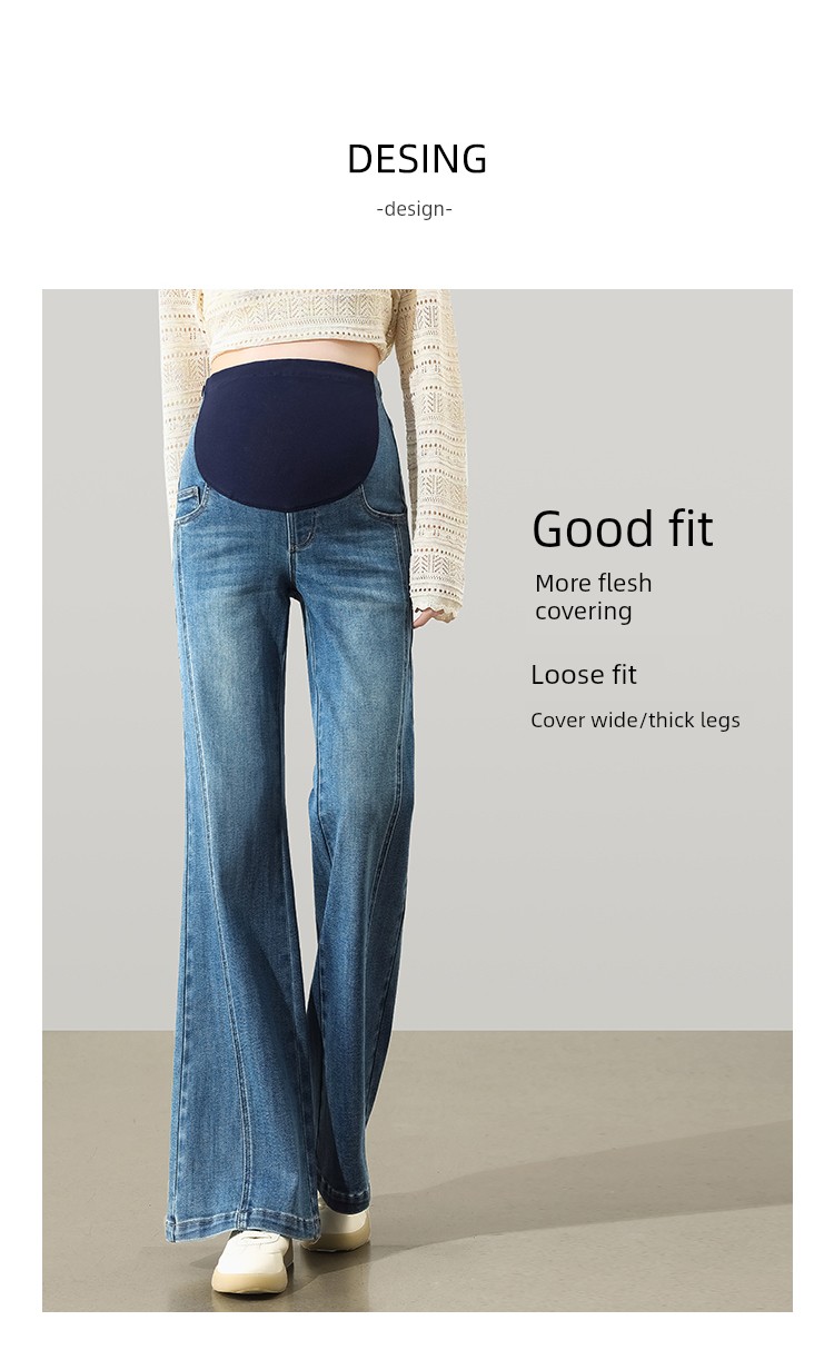 Maternity Jeans for Autumn, Flared Pants, 2026 New Style, Long Pants, Wide-Leg Pants, Belly Support, Slimming, Flared Pants for Women — 5