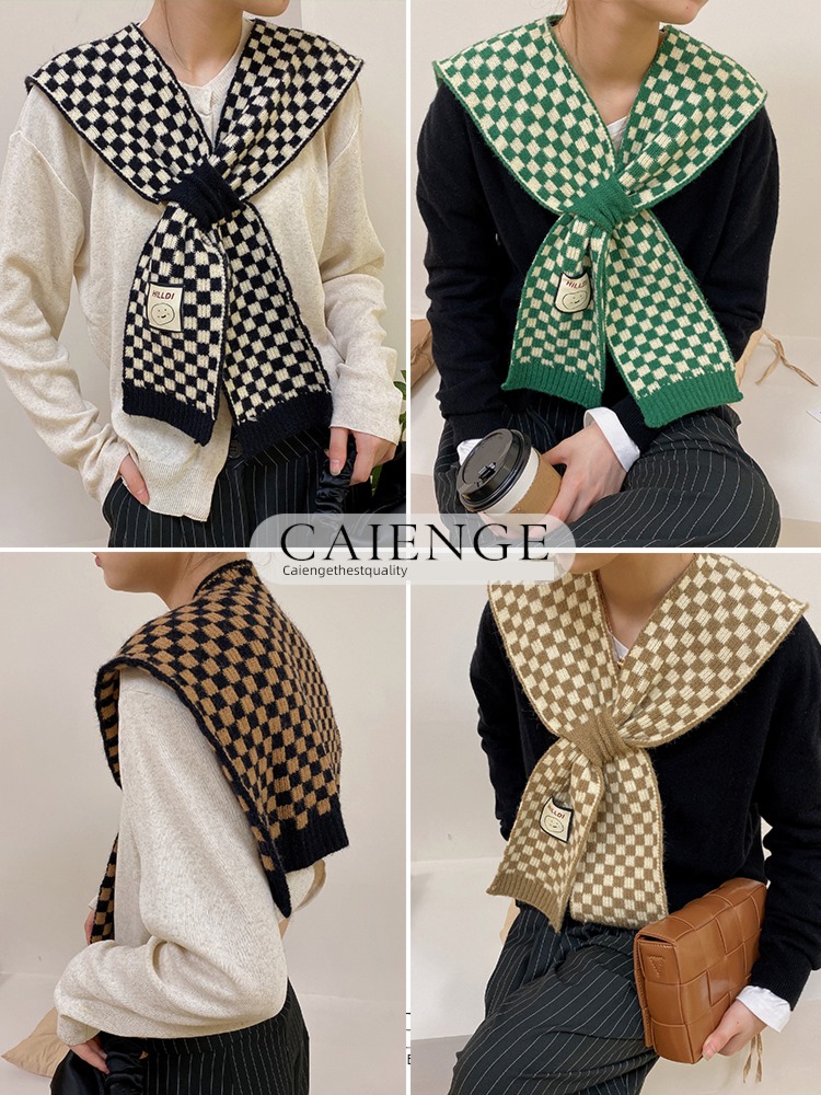 Internet celebrity spring and autumn high-end Chessboard female thickening Shawl