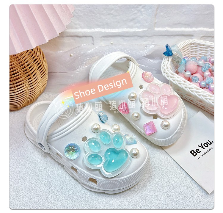 Cat's Paw Hole Shoes Girl White One-Piece Slippers Kids Swimming Outdoor Non-Slip Soft Bottom Western Style Wet Summer — 6