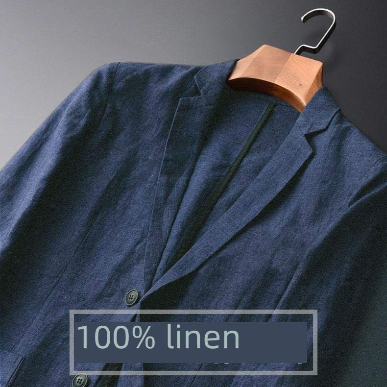 Thin money easy breathable leisure time man 's suit loose coat flax