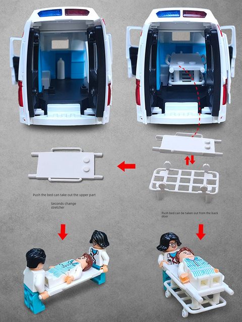 Alloy ambulance children's toys 120 ambulance large size simulated fire police car car model girl boy
