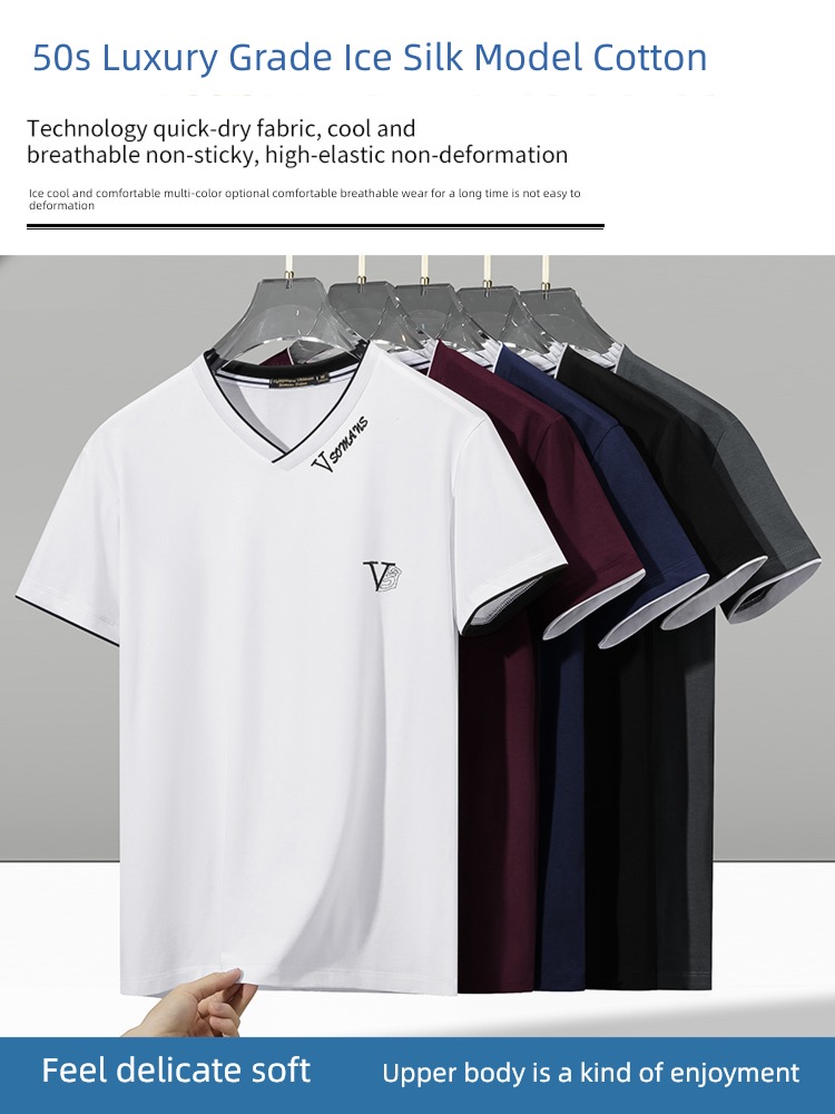 modal  2 piece man pure cotton Chicken heart collar Short sleeve T-shirt
