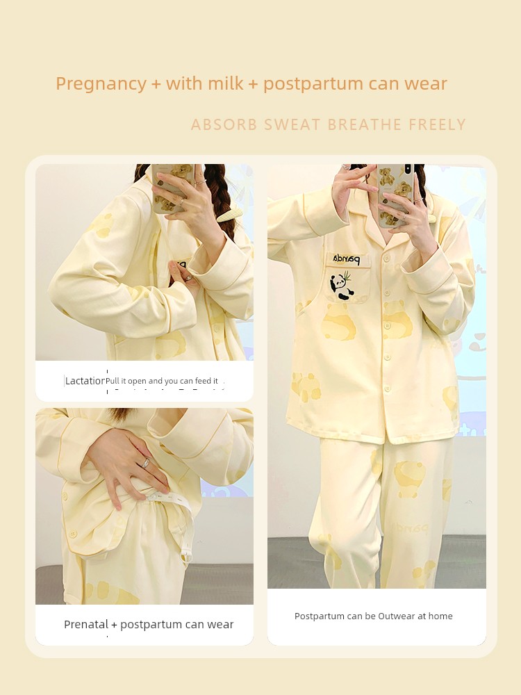 With Chest Pad Pure Cotton Spring and Autumn Nursing Clothing Confinement Clothing — 2