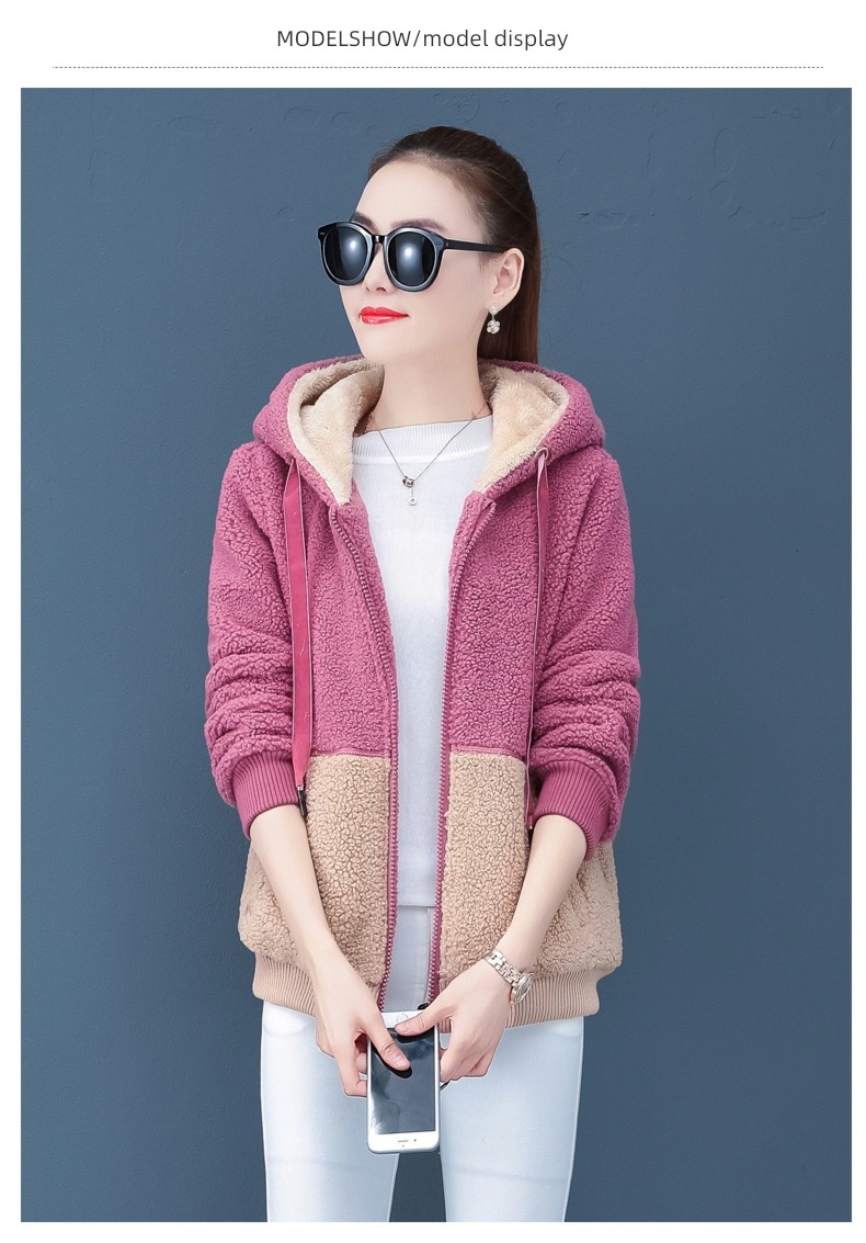 loose coat female Lamb hair winter thickening Fleece loose coat