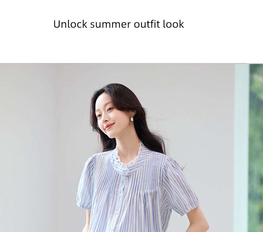 Pregnancy Premium Maternity Set: Summer Outerwear for Pregnant Moms, High-End Outfit with Lace Patchwork Shirt and Skirt Two-Piece Set — 18