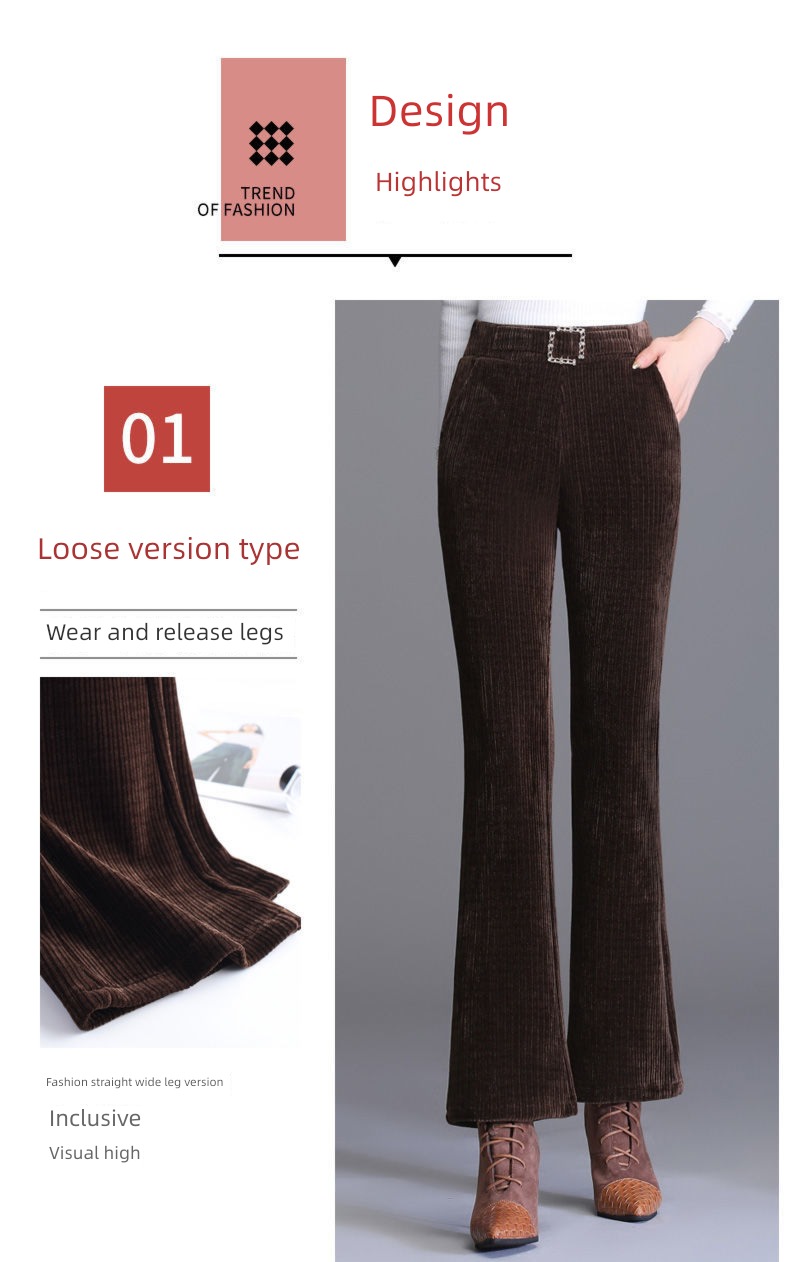 High waist Self-cultivation Show thin Sagging sensation Velvet leisure time Flared trousers