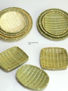Handmade Bamboo Fruit Plate Small Bamboo Basket Dustpan Fruit Hot Pot Barbecue Snack Plate Tableware Tray round Bamboo B