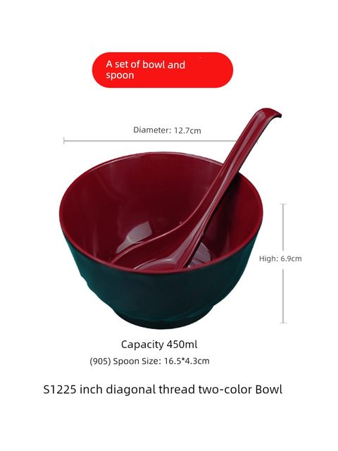 Wuhe Melamine Bowl Shaxian Small Imitation Porcelain Bowl Easy to Clean and Not Hot Japanese Bowl Large Medium Red and Black Two-Color Bowl Resin