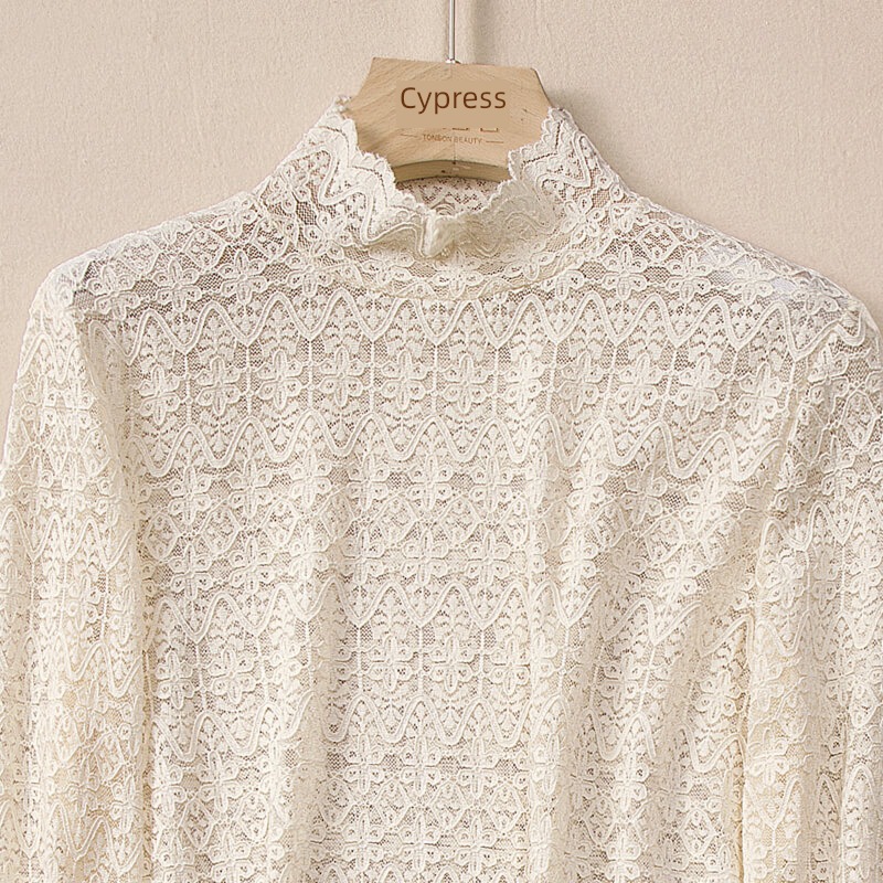 Cypress house fashion grace Half high collar Straight cylinder Lace