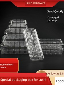 Disposable Rectangular Sushi Packaging Containers for Fruits, Desserts, Fries, Turkey, and Transparent Bowl Cakes