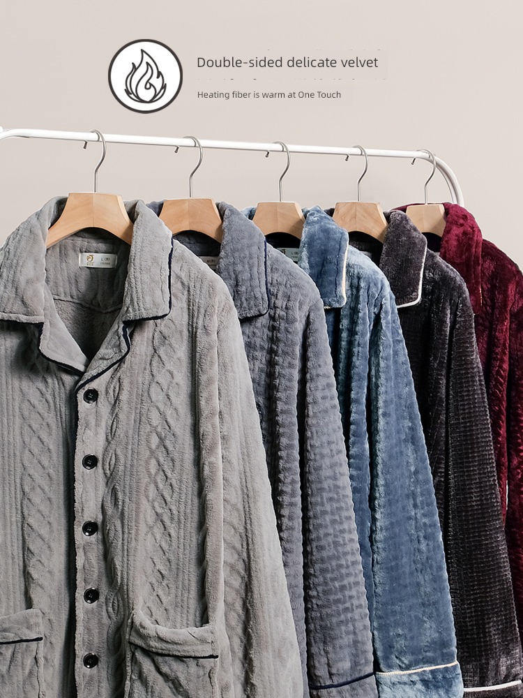 man Autumn and winter thickening keep warm Flannel pajamas